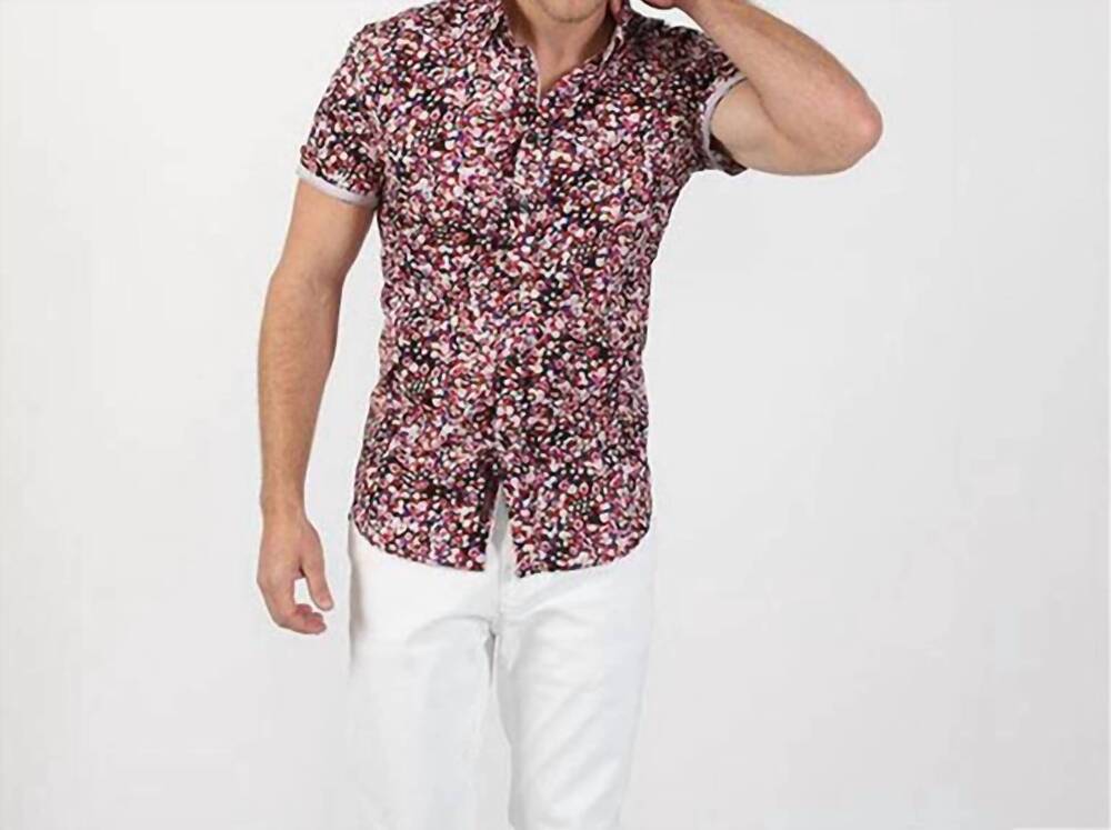 NEW EIGHT X button up sparks short sleeve shirt in multi color